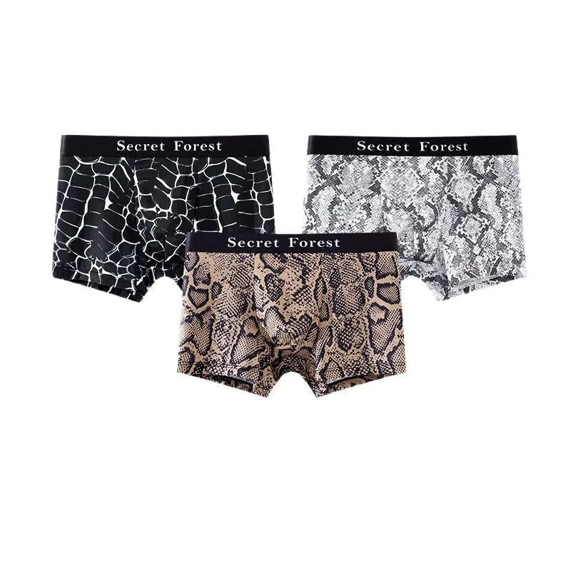 Men's thin polyester boxer shorts in black colour showing mid waist design and loose fit