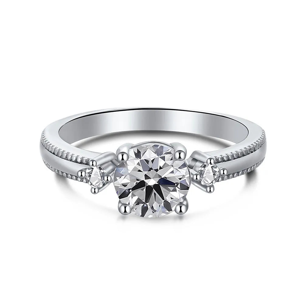 Women's classic four-claw silver ring with electroplated finish in AY120209 colour, shown on a neutral background.