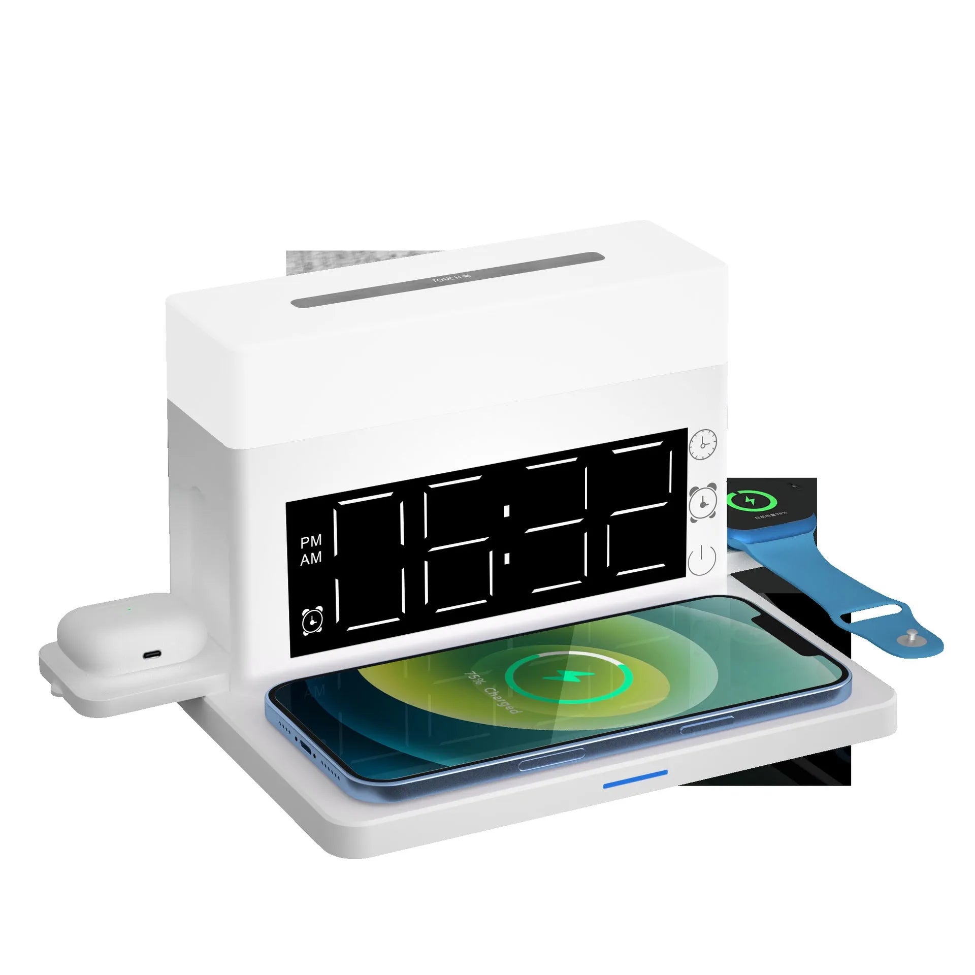 Creative multi-function USB alarm clock with night light in black colour