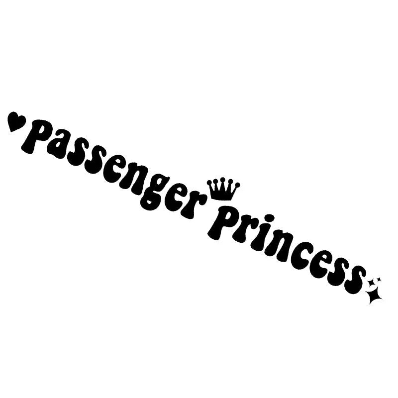 Passenger princess car rearview mirror sticker in black, white, laser, and pink colour options