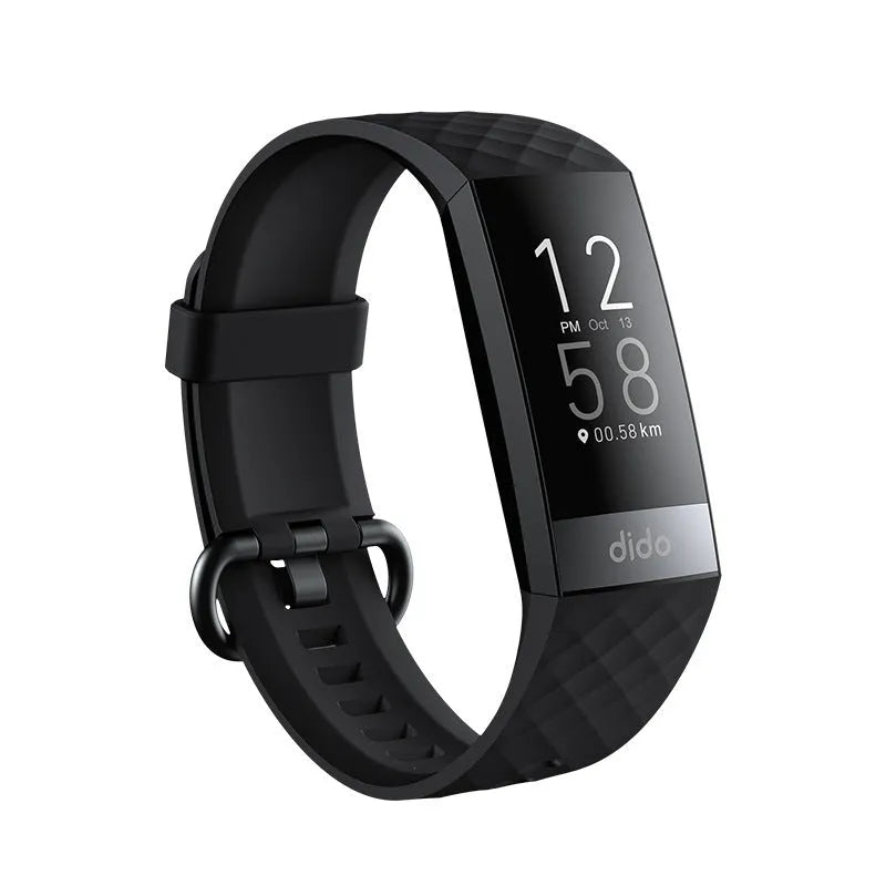 Y6 Black smart health bracelet with 1.1-inch screen on a wrist, showing ECG and heart rate data.