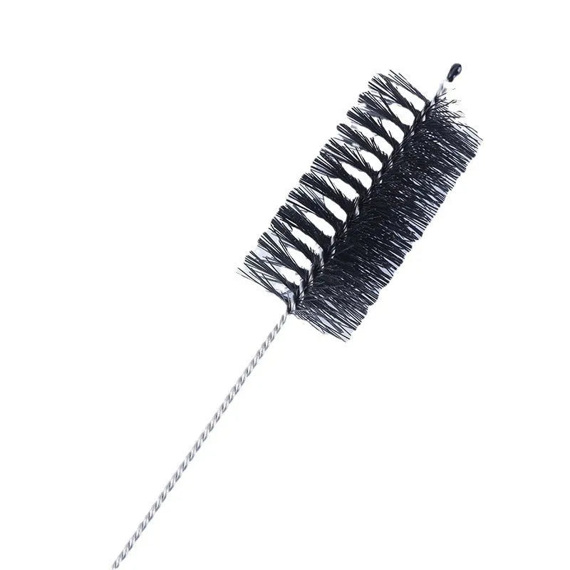 Nylon cleaning brushes with stainless steel handles in white and black colour options