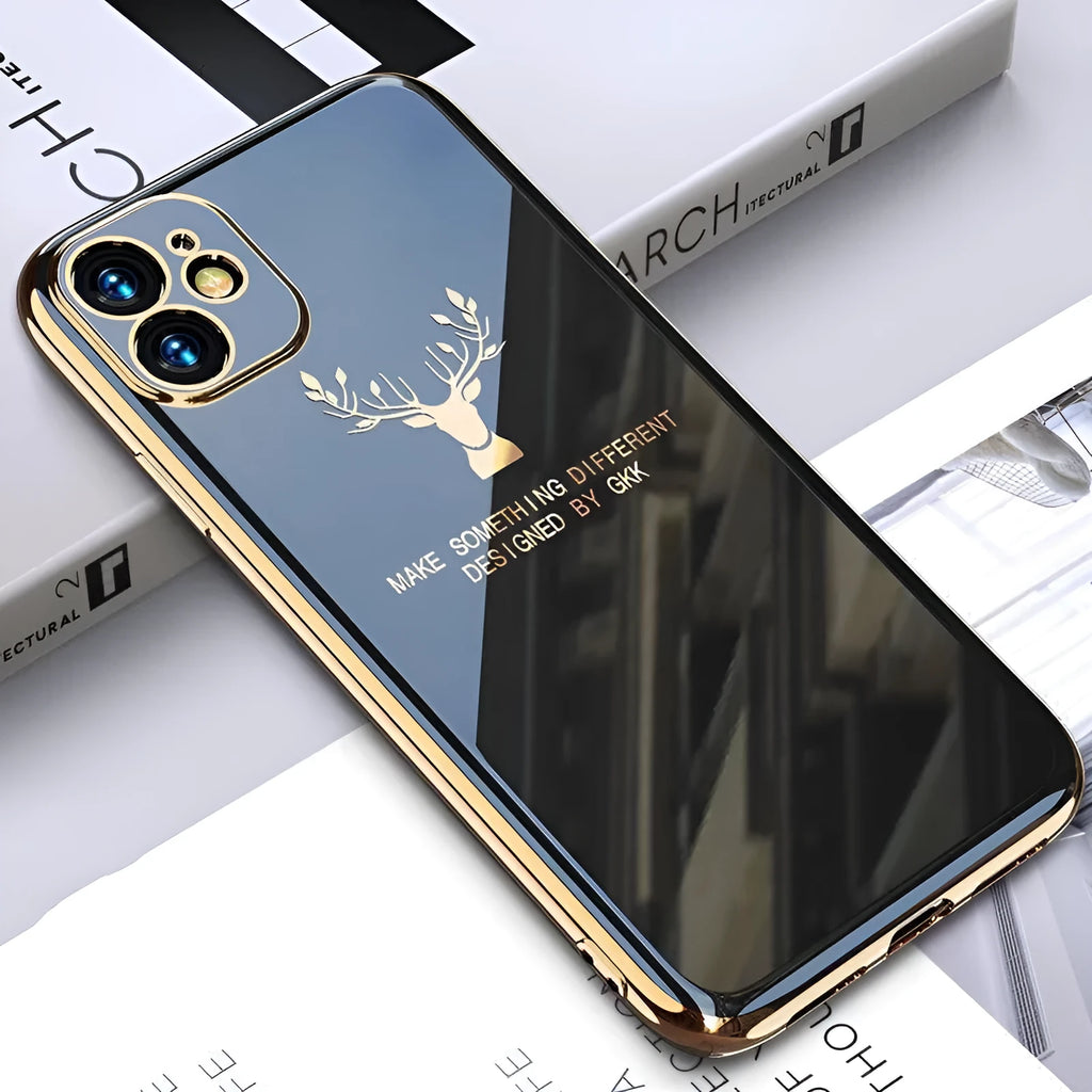 Black TPU full lens back cover case for iPhone on a flat surface.