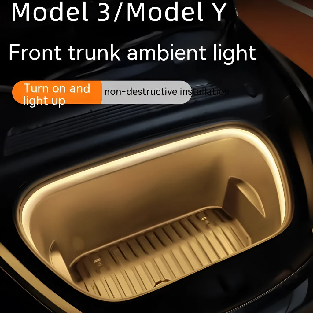 Tesla Model 3 Model Y front backup box ambient light kit with silicone light bar in three colour options