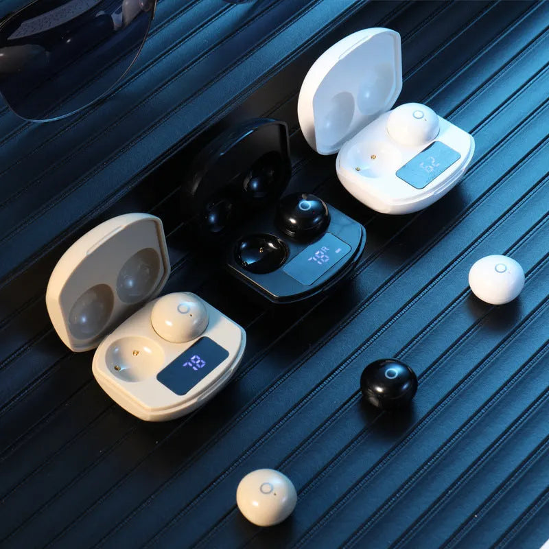 Wireless earbuds Bluetooth 5.0 stereo headset in black with charging case