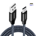 Fonken fast charging cable with pure oxygen-free copper core, woven exterior, black or white, 0.35m to 3m.