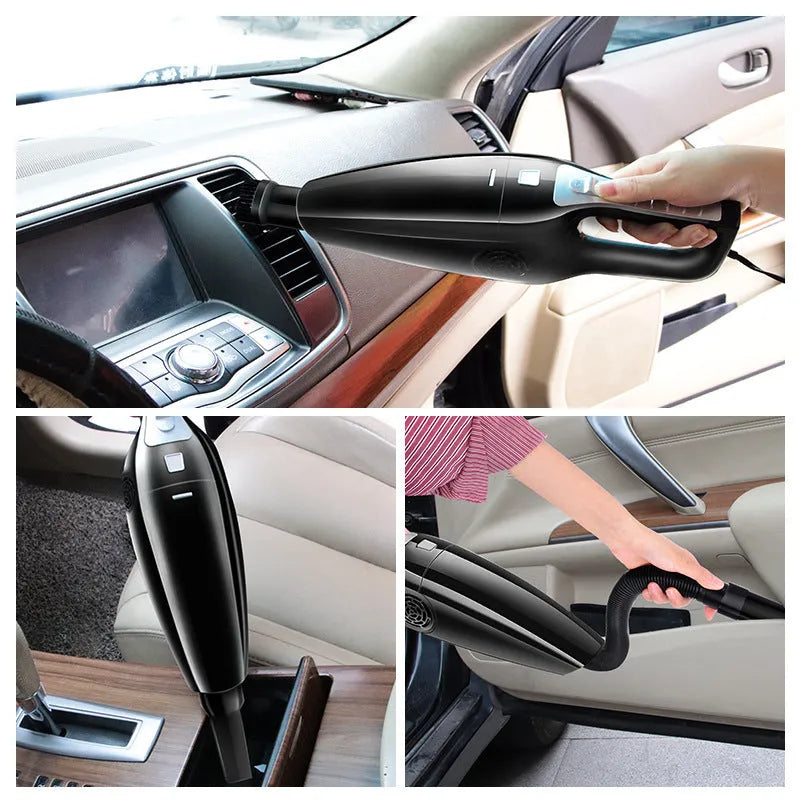 PoHigh Power Hypa eighth generation black and orange car vacuum cleaner with 12V plug.