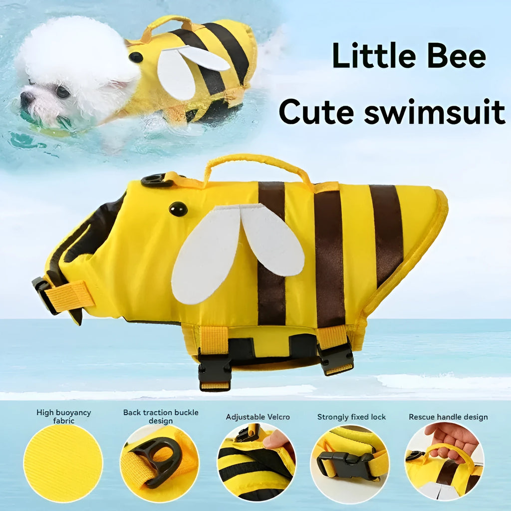Green dog life vest with reflective strips and adjustable straps for summer water safety