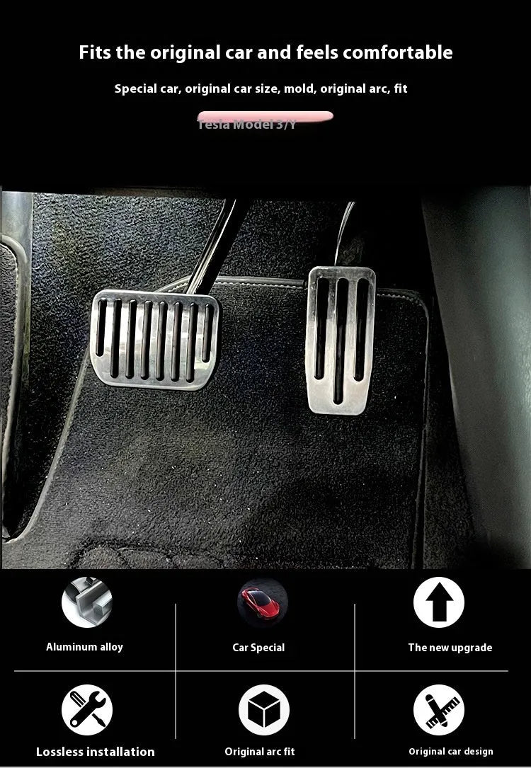 Tesla Model 3 Y aluminium alloy anti-skid accelerator and brake pedal set in black