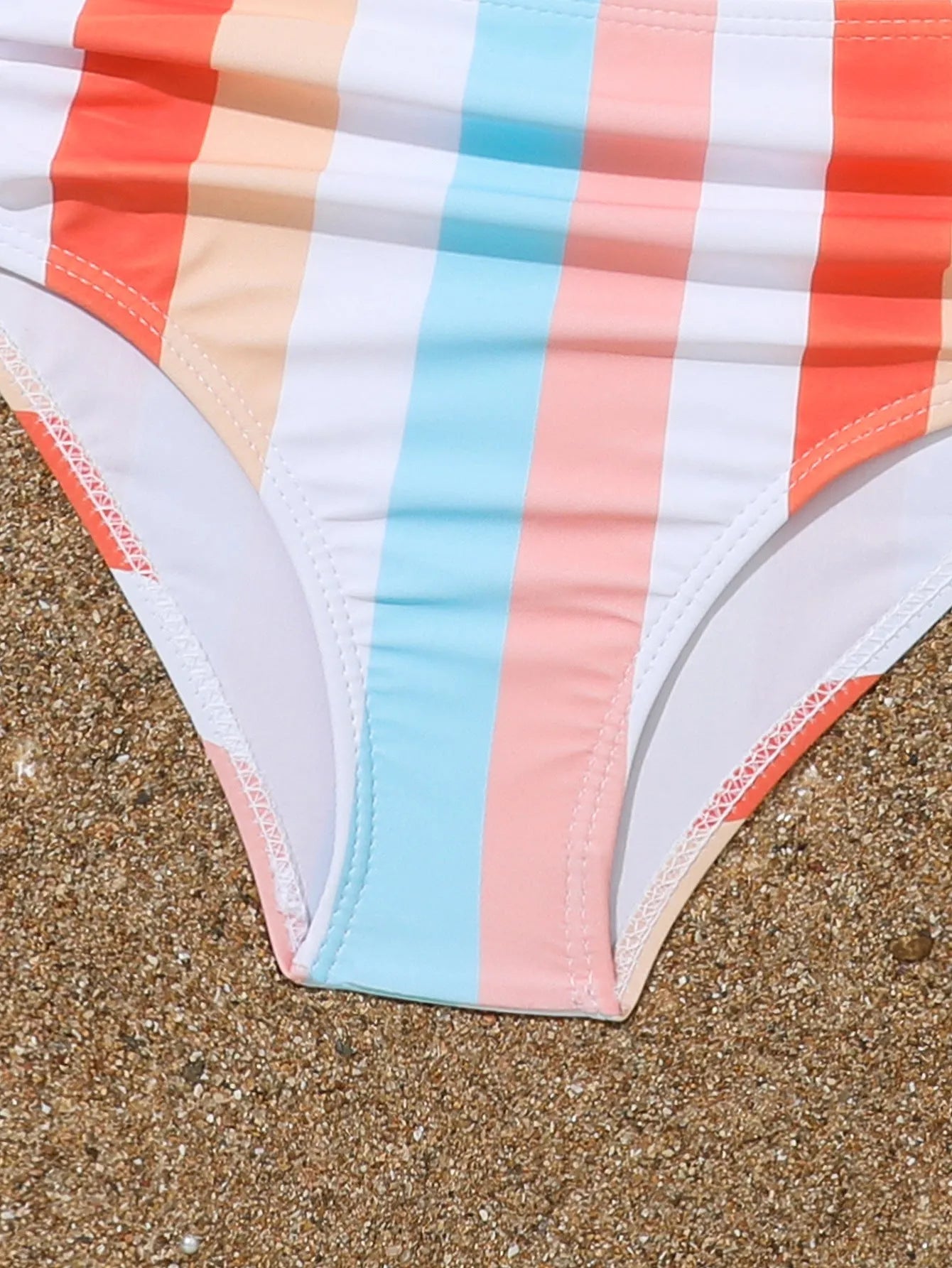Girls' plaid print swimsuit briefs with separate top and bottom pieces