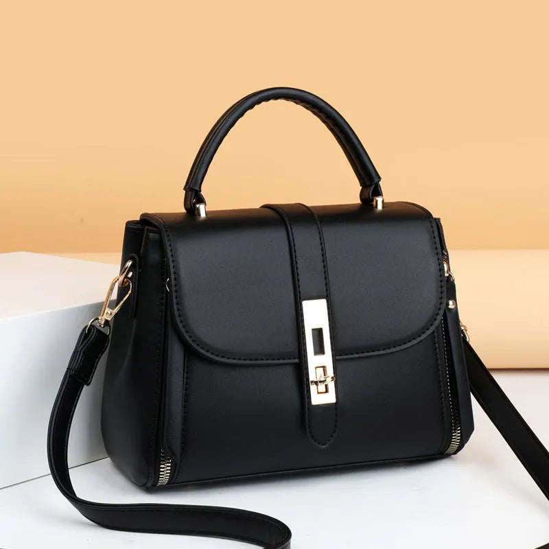 Square vertical women's soft PU leather messenger bag in black, blue, green, or red
