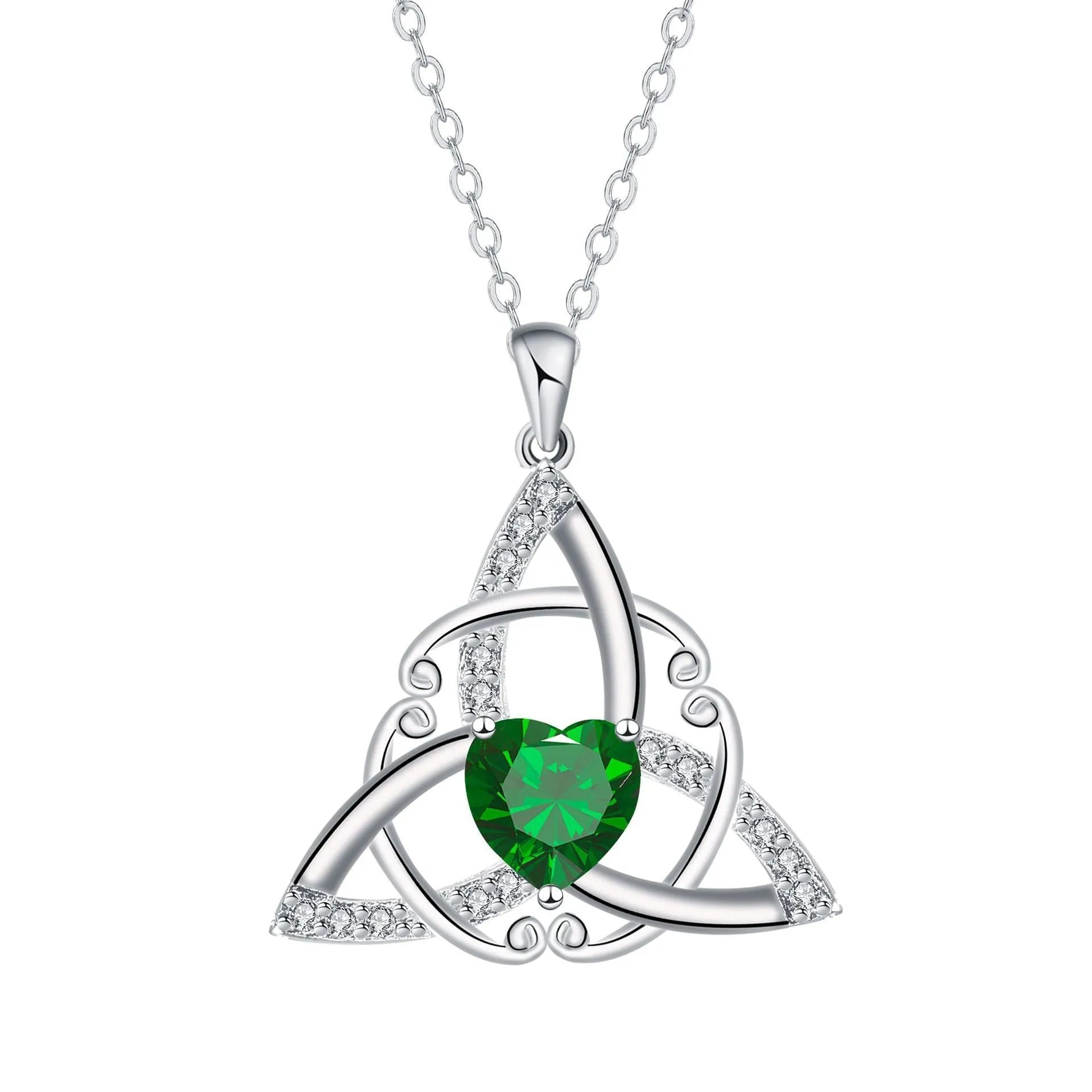 Geometric Celtic knot women's necklace in electroplated copper showing colour options