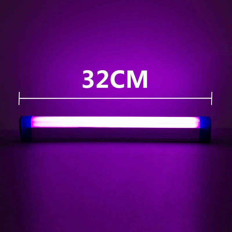 Blue and purple USB rechargeable LED tube light stick with dimmer switch.