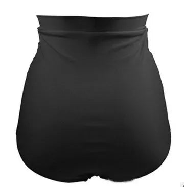 High waist bikini bottom in black with adjustable side straps and Brazilian thong cut