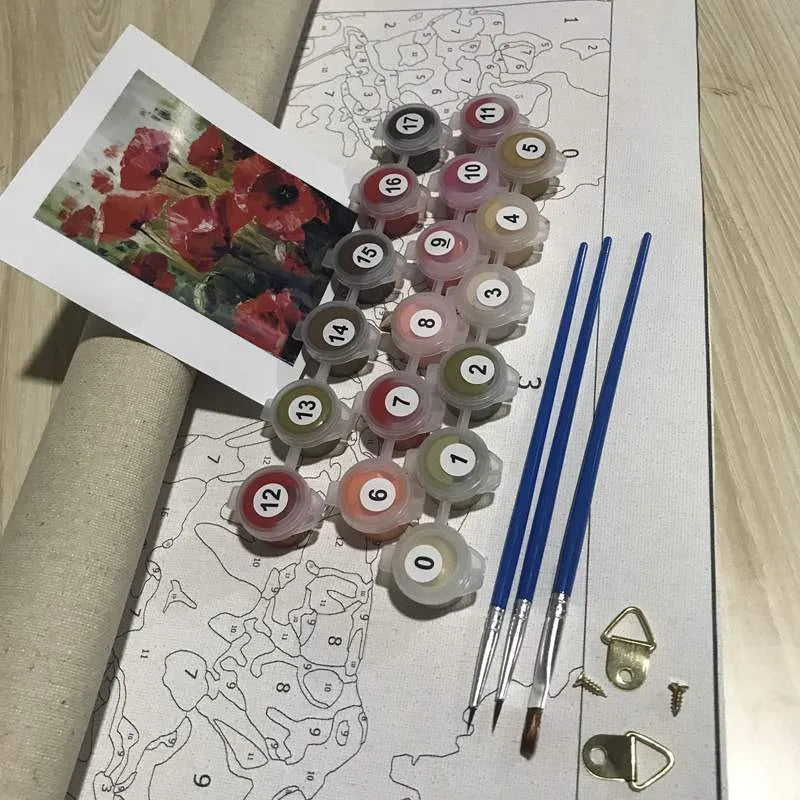 40x50 cm DIY digital painting canvas kit with brushes and hooks for body art