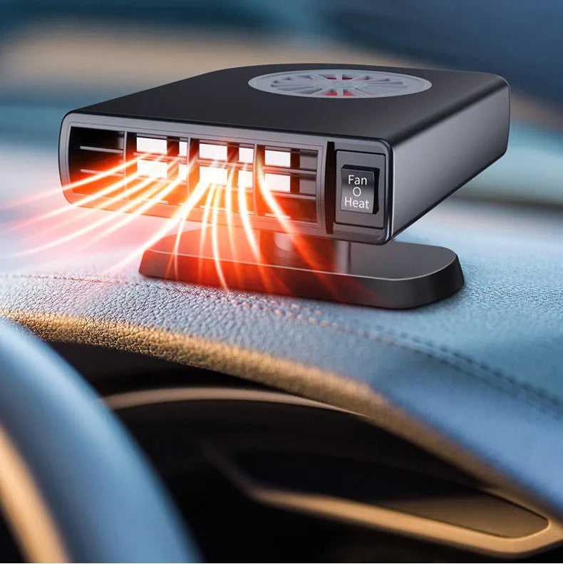 Black compact vehicle-mounted heater with rotation mount for car defrosting and air purification