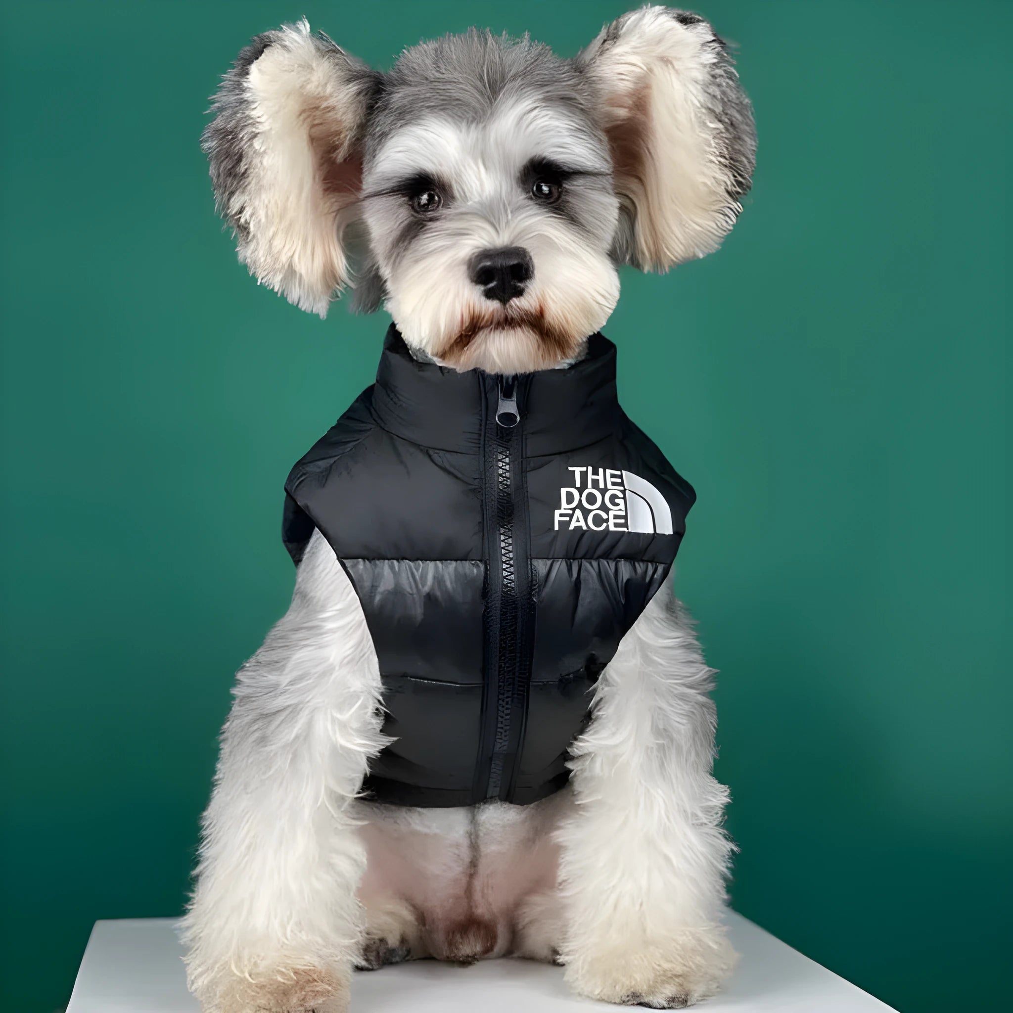 Thick black dogface down vest for small dogs autumn and winter clothing