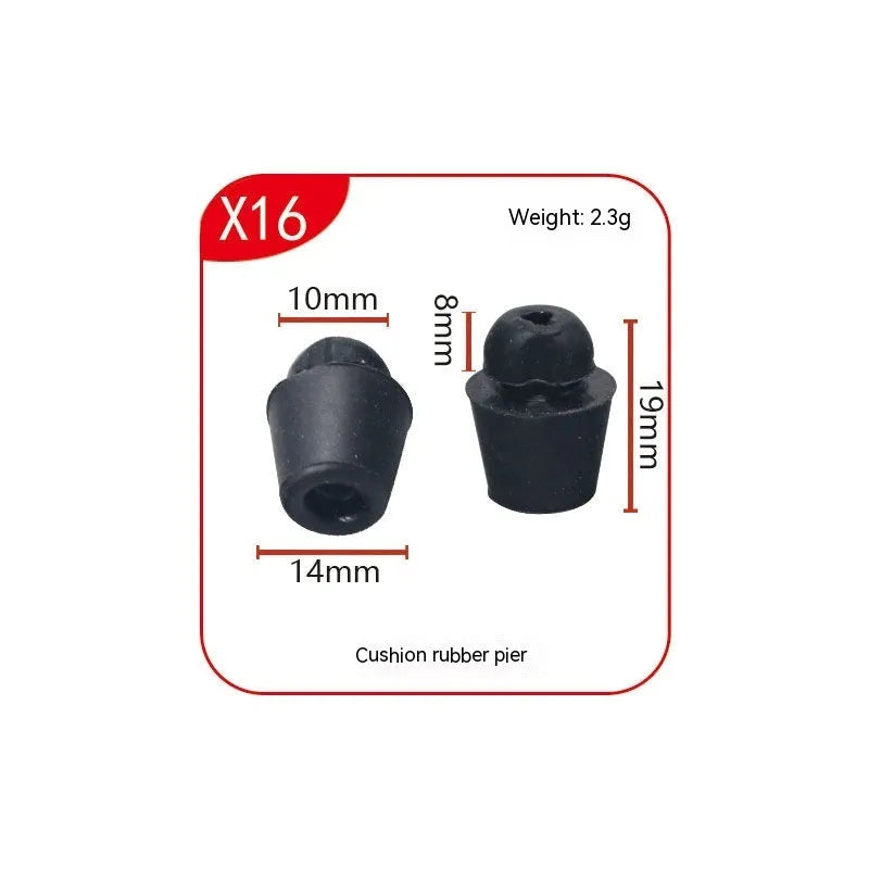Set of 10 X16 coloured rubber automobile damping buckle clips for shock absorption.