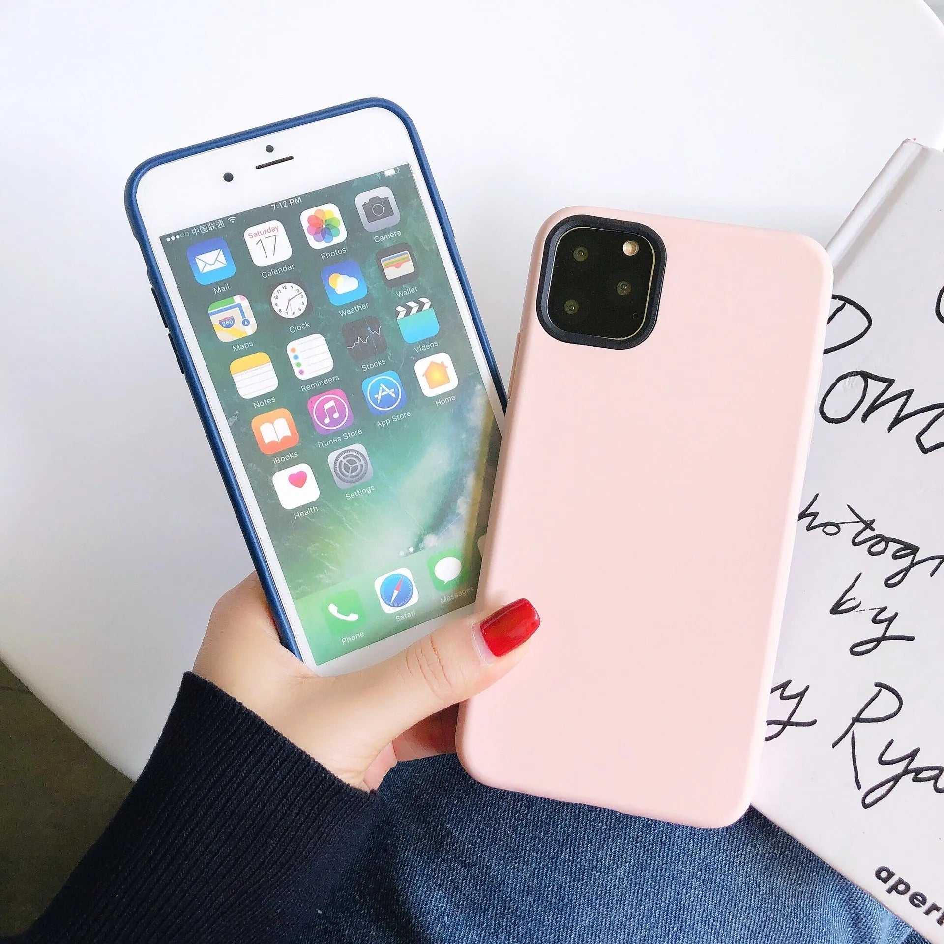 Silicone mobile phone case with liquid hand finish for iPhone 11, available in solid colours