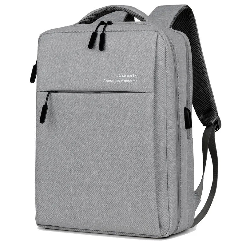 Waterproof rechargeable laptop backpack in various colours showing shoulder straps and Oxford cloth material