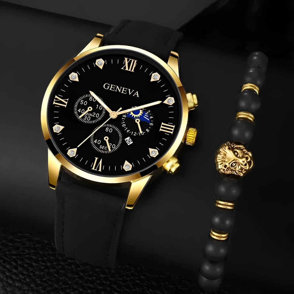 Fashion belt quartz watch with bracelet in Suit 9 colour on display