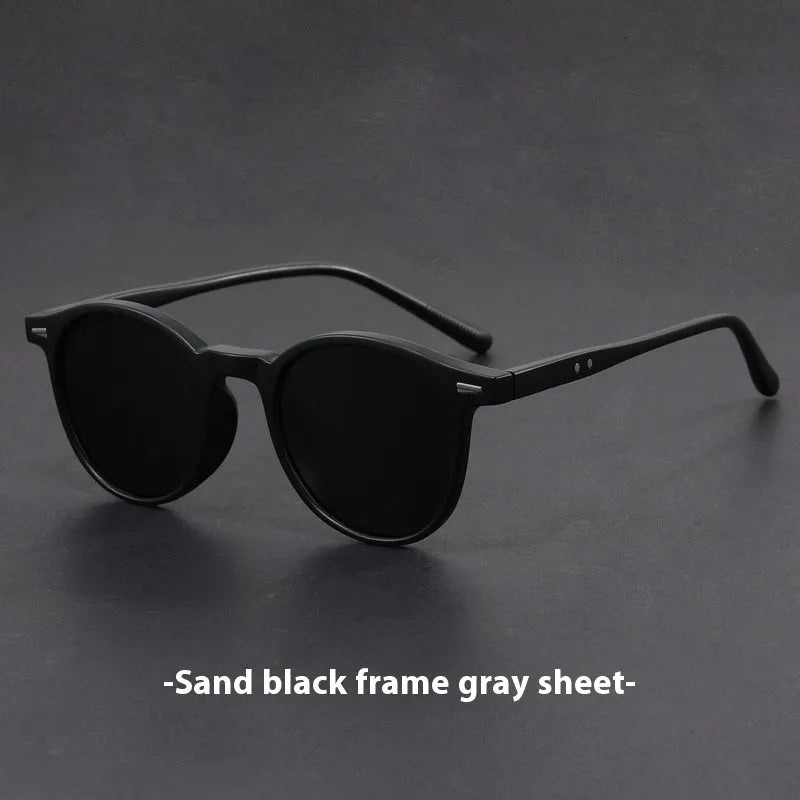 Retro round frame sunglasses with polarised lenses in multiple colour options