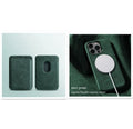 Dark green suede phone case with embossed texture and magnetic back for iPhone