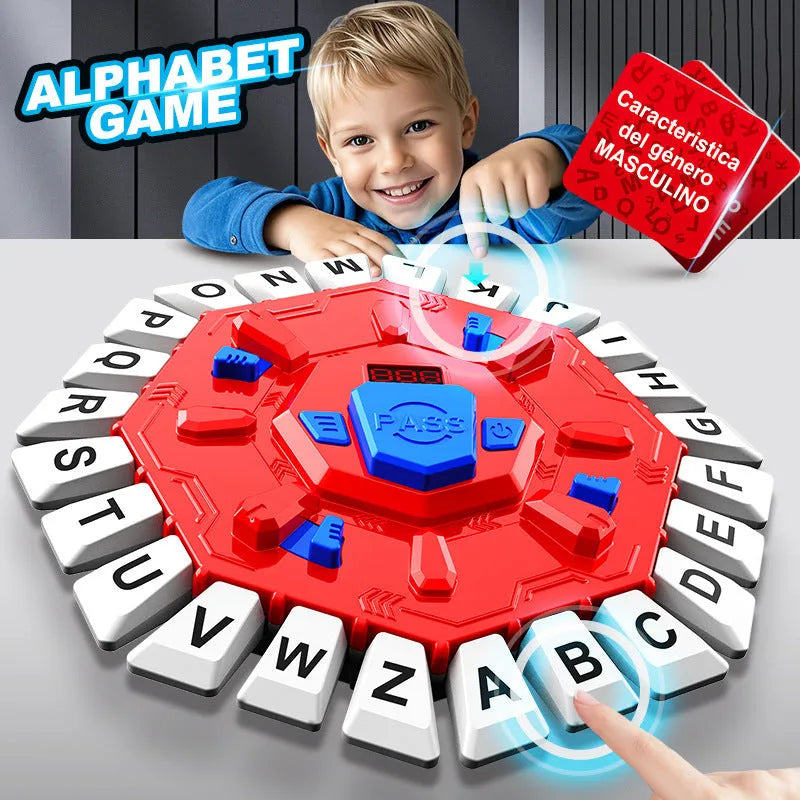 Multifunctional crazy letter game turntable desktop game in plastic with English Blue colour option