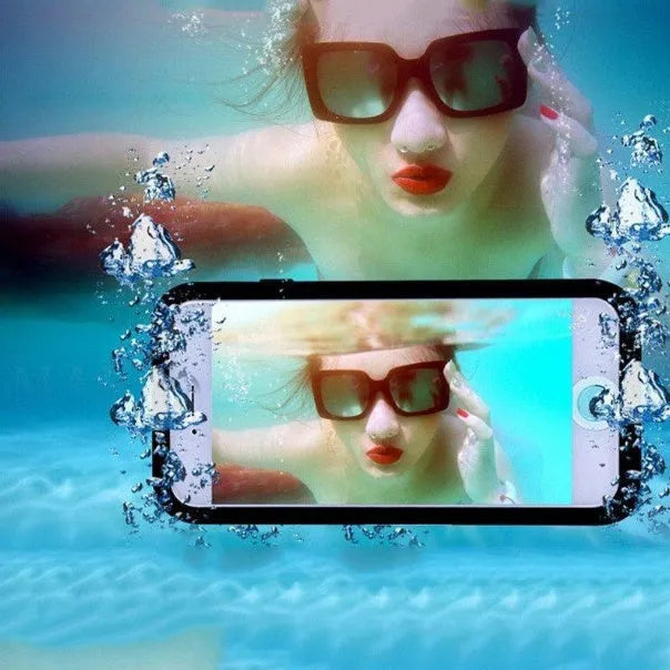 Waterproof case for iPhone XR, front and back covers, black silicone rubber with camera cutout