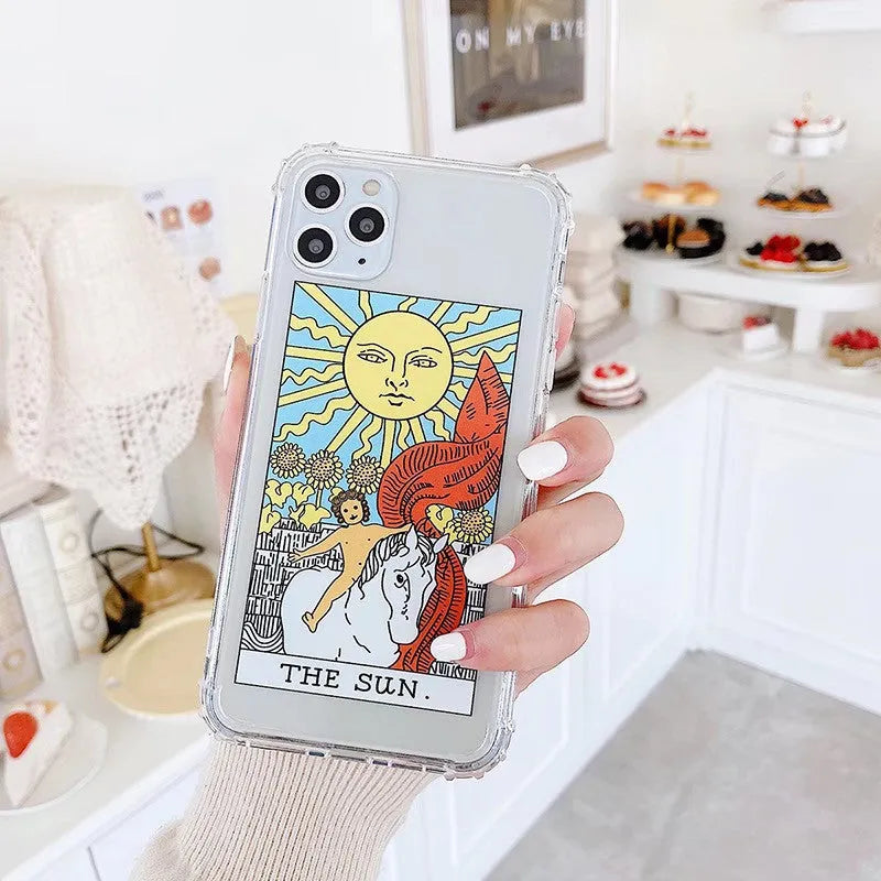 Retro cartoon graffiti design phone case for iPhone in sun and moon colours