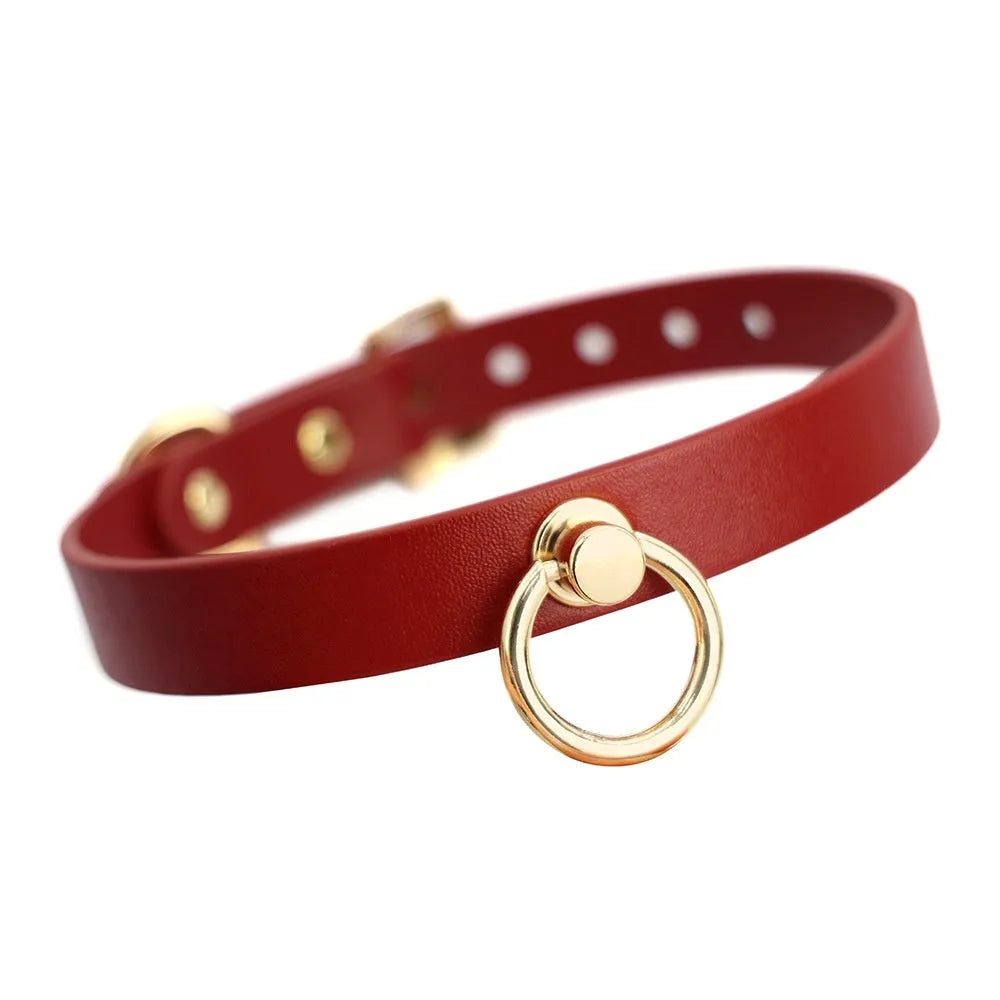 Genuine cowhide leather collar with drag chain and pull lead attachment in black.