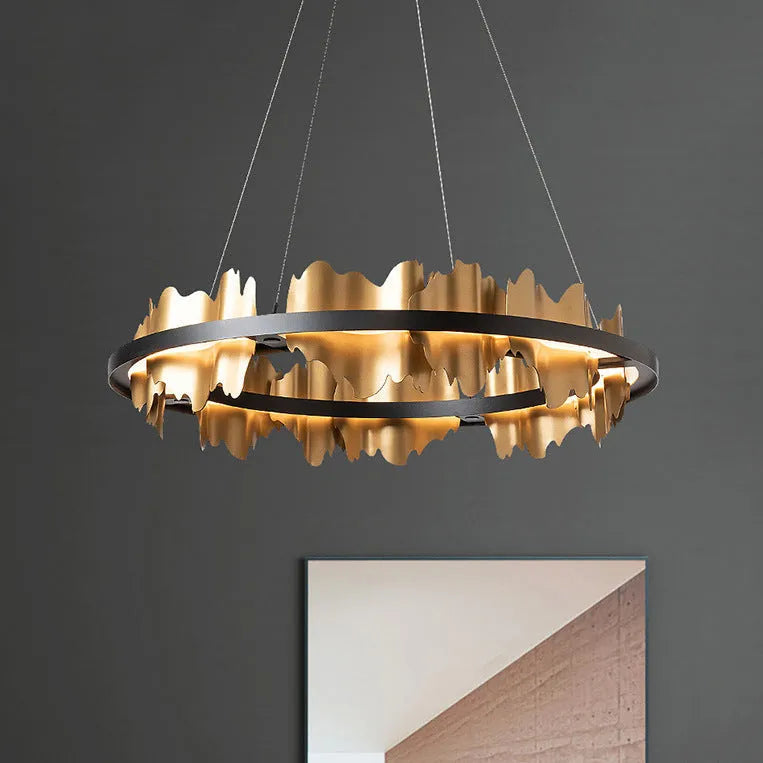Postmodern Italian minimalist LED chandelier with organic glass shade in black (80x18cm size) for dining room