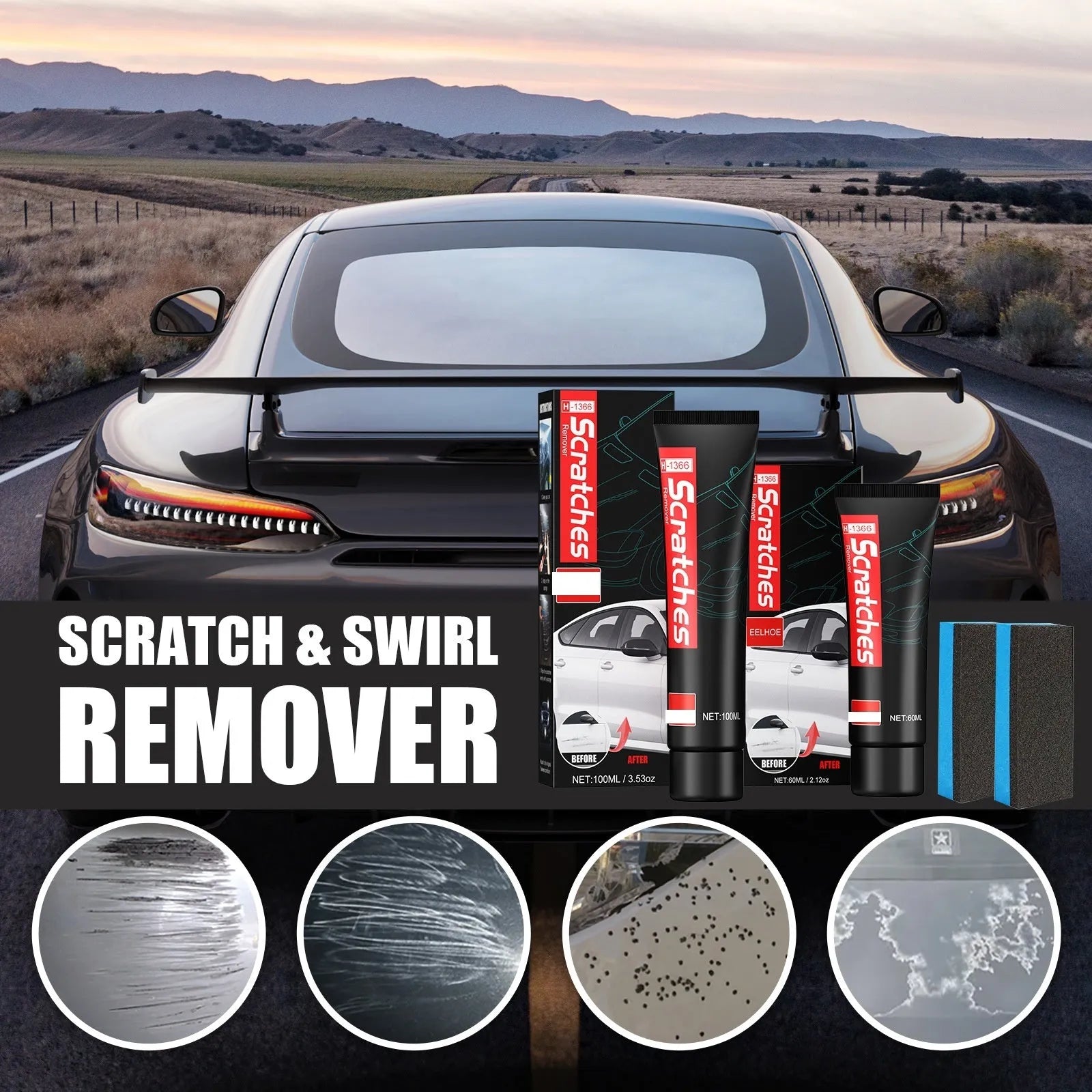 60ml tube of automotive scratch repair cream for paint surface scratches