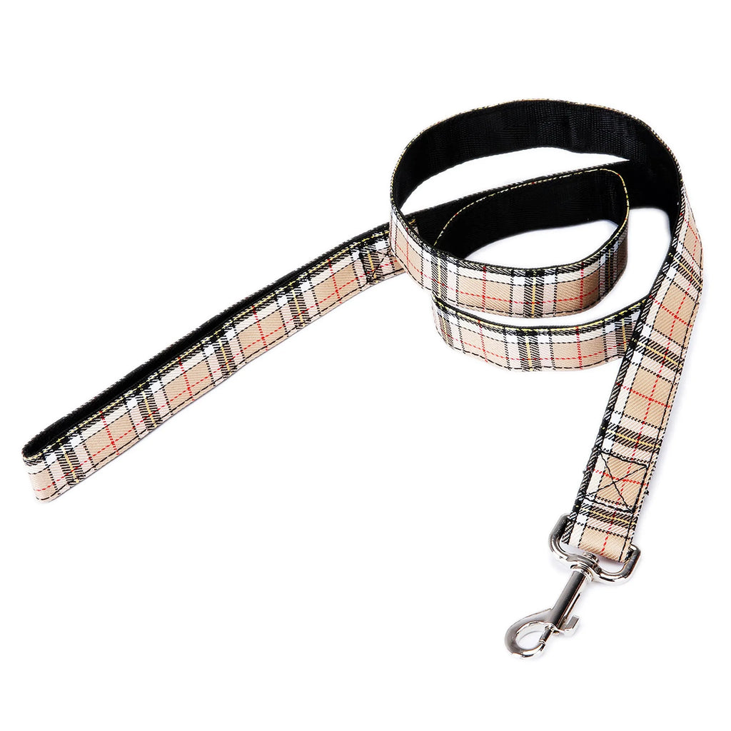 Black Christmas pet traction rope with plaid stripe pattern, 120cm imitation nylon extension strap