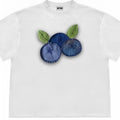 Loose fit short sleeve t-shirt with patchwork fruit print design in ice oxygen cotton