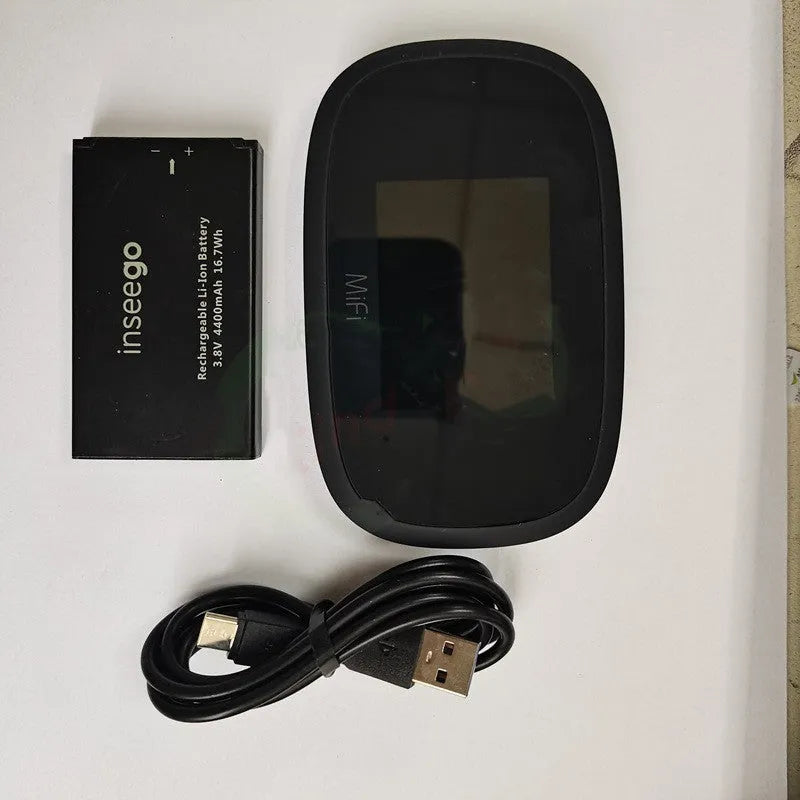 Black 4G portable WiFi router, model mifi8000, 10 × 20 × 3 cm, battery included