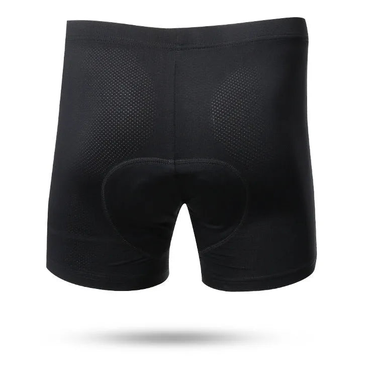 Black polyester cycling pants with sponge cushion padding for road and mountain bikes, sizes S to 3XL
