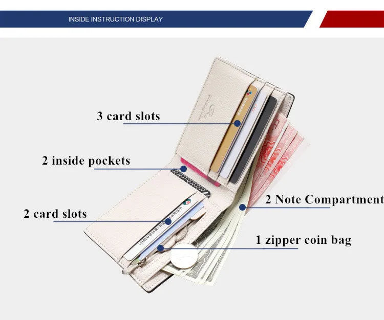 Men's short striped wallet in leather and PU, 11.5cm x 9cm x 0.7cm, no zipper, Black Blue Grey