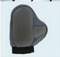 Grey metal pet bathing glove and massage brush, 23.5 x 18.5 cm, hand-worn pet shower grooming mitt