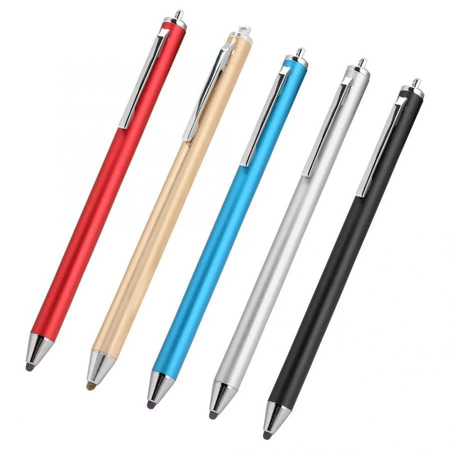 Black metal stylus with a fine 1.4mm tip for precise drawing on a smartphone screen.