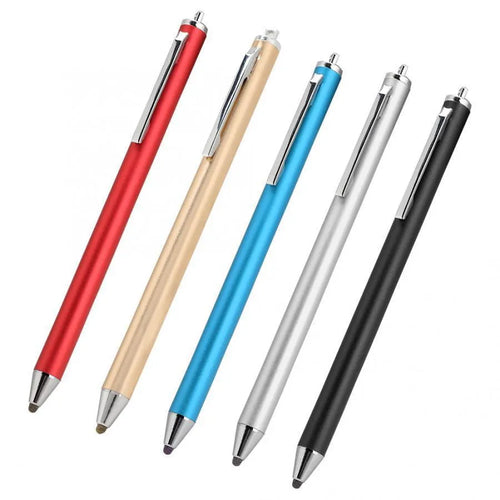 Black metal stylus with a fine 1.4mm tip for precise drawing on a smartphone screen.