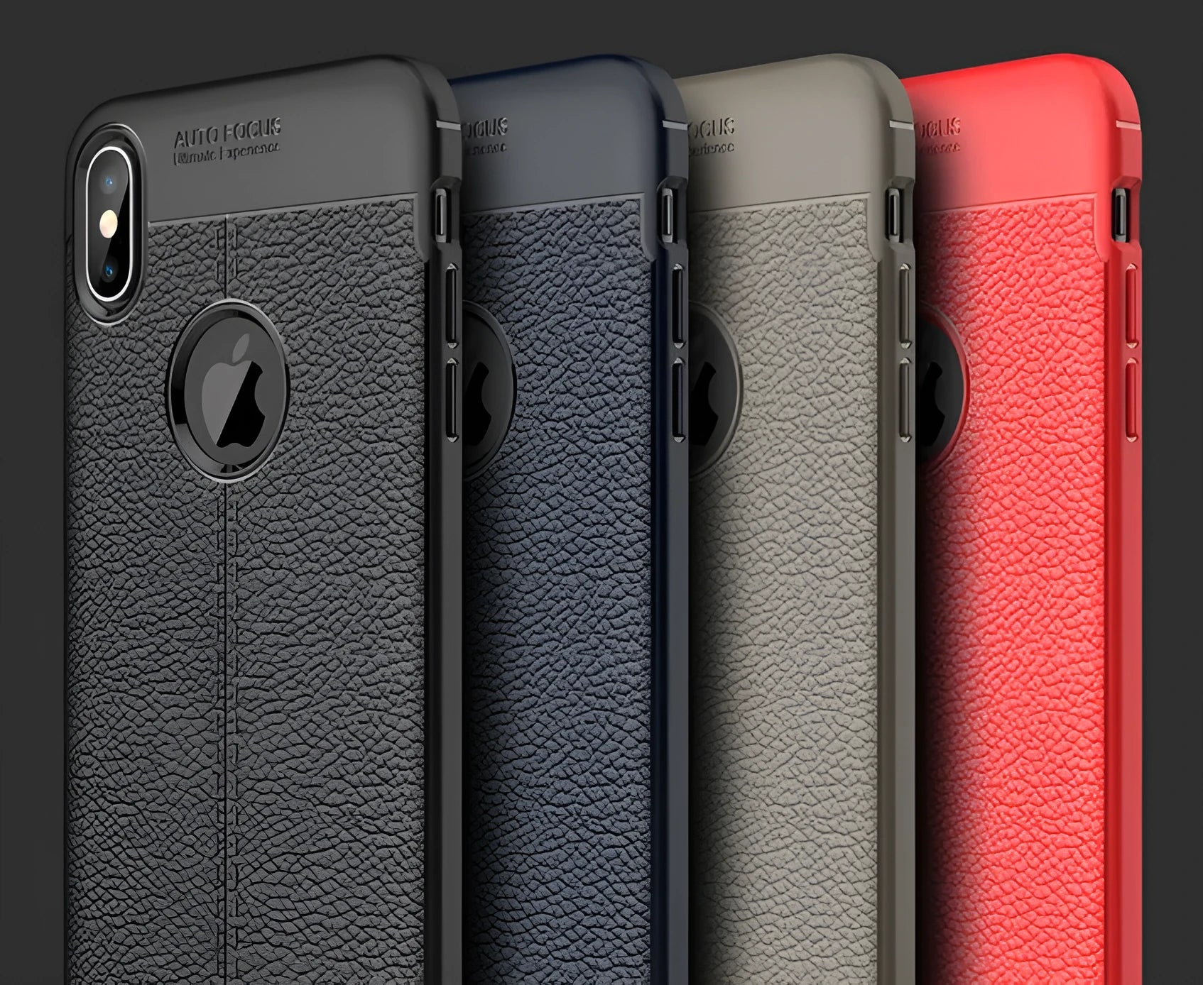 WeFor black PU leather texture silicone case for OnePlus 6, 5, and 5T phones with screen protector.