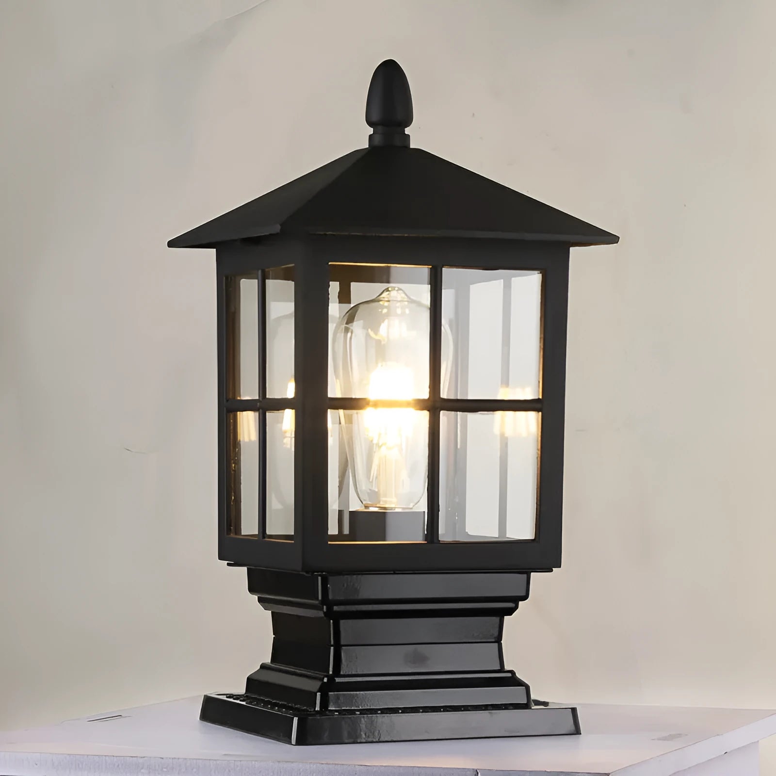 Simple outdoor pillar lamp alloy waterproof rust-proof black colour 180x345mm