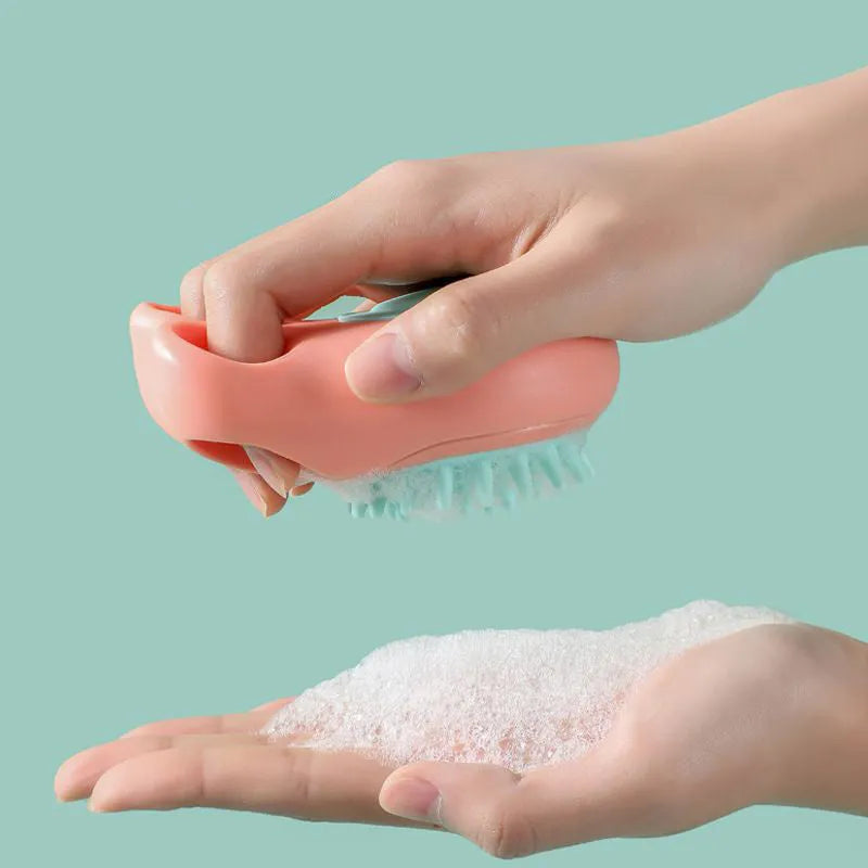 Cat claw shaped bath brush with soft silicone bristles for pet massage and cleaning