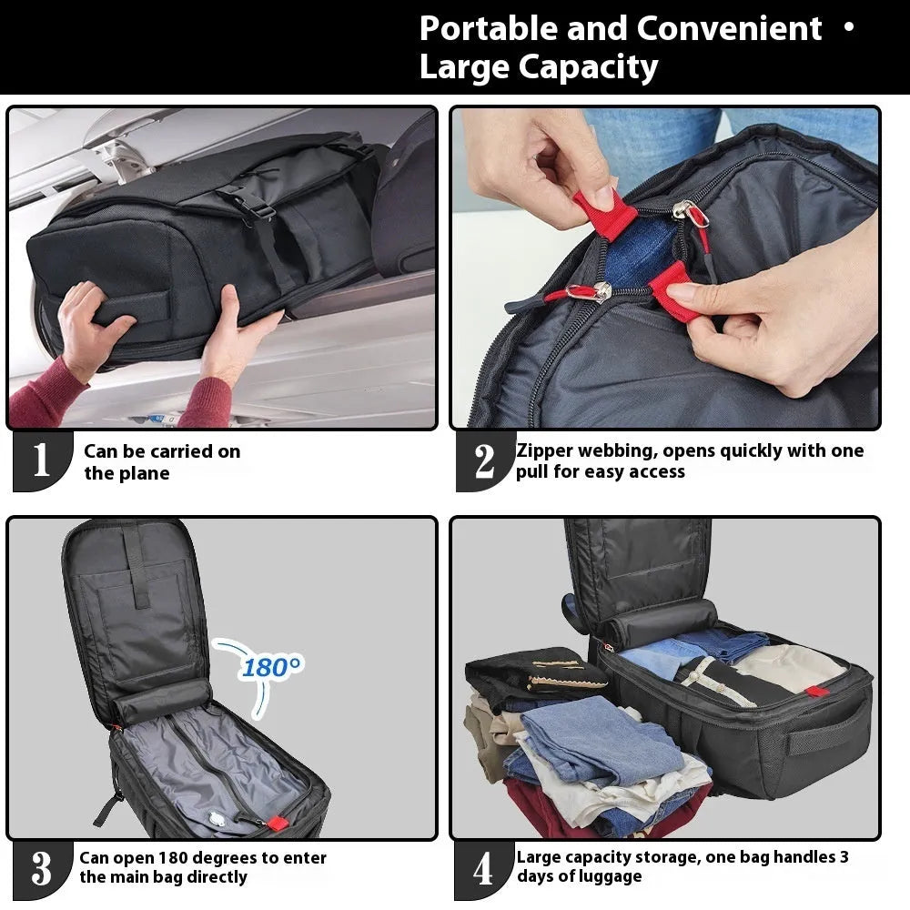 Outdoor portable travel vacuum storage bag in solid colour, wide opening for packing clothes, 36-55 litre capacity