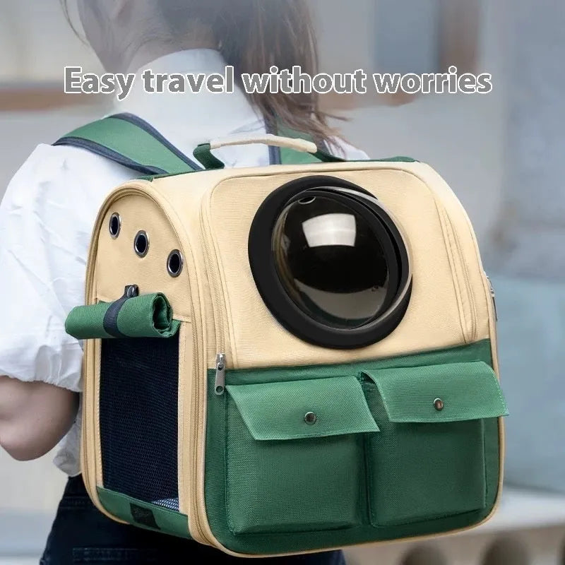 Solid-colour polyester cat space capsule backpack for cats up to 7.00kg, portable pet carrier bag
