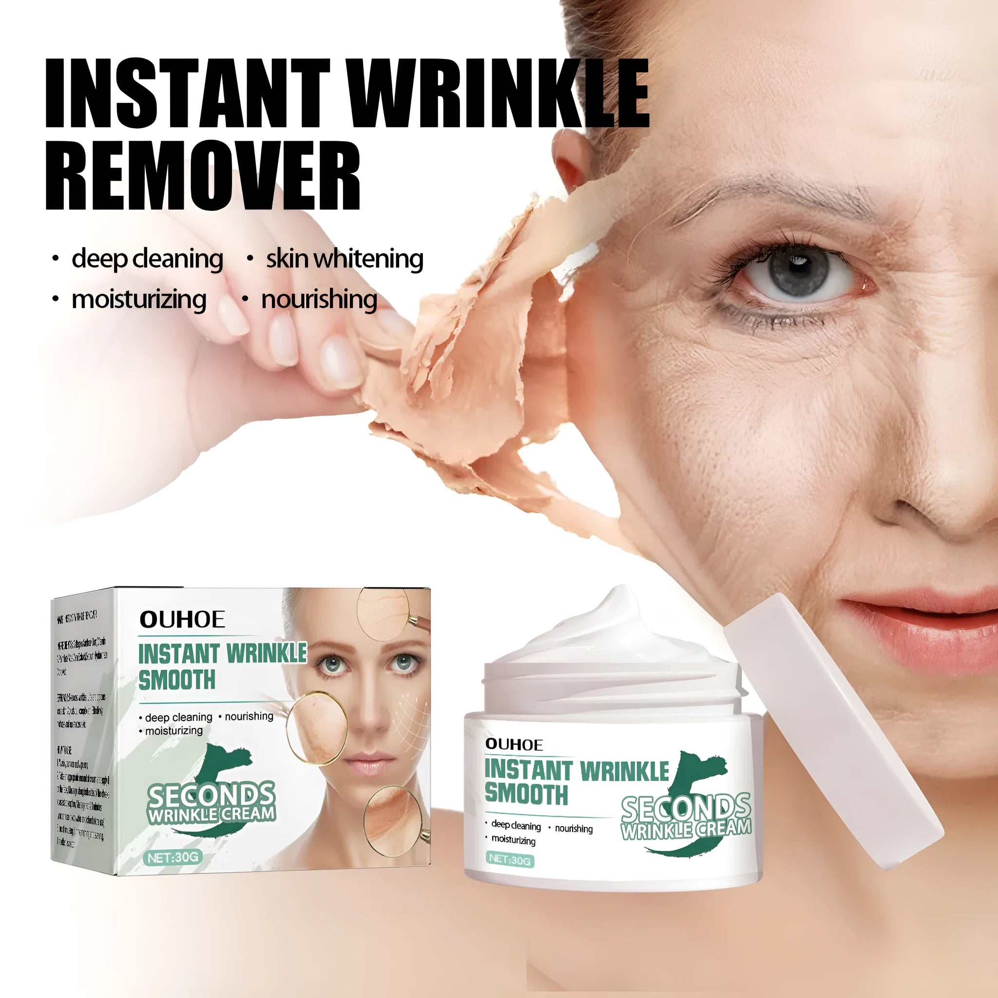 30g anti-aging anti-wrinkle face cream jar with hydrating properties for facial skincare