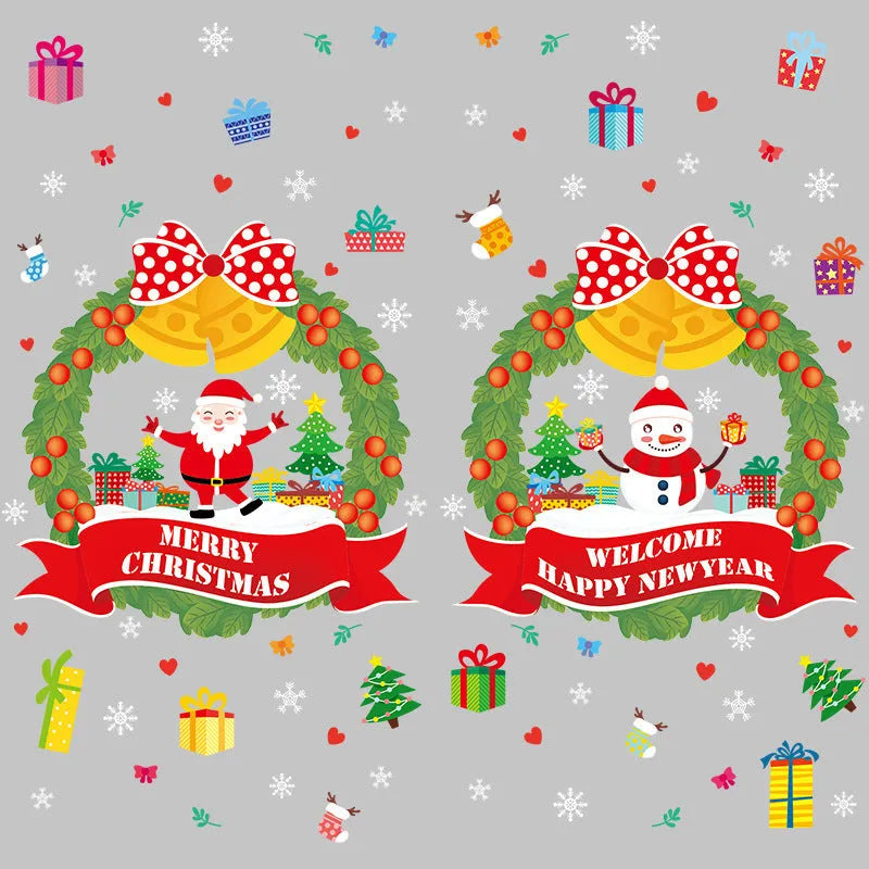 Two large colourful cartoon pattern electrostatic wall stickers, each 60cm by 45cm, for window or wall decoration.