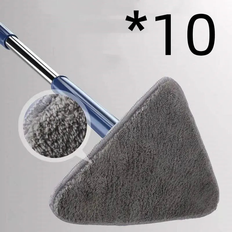 Extendable blue triangle mop with 360 rotating head and automatic water squeezing mechanism