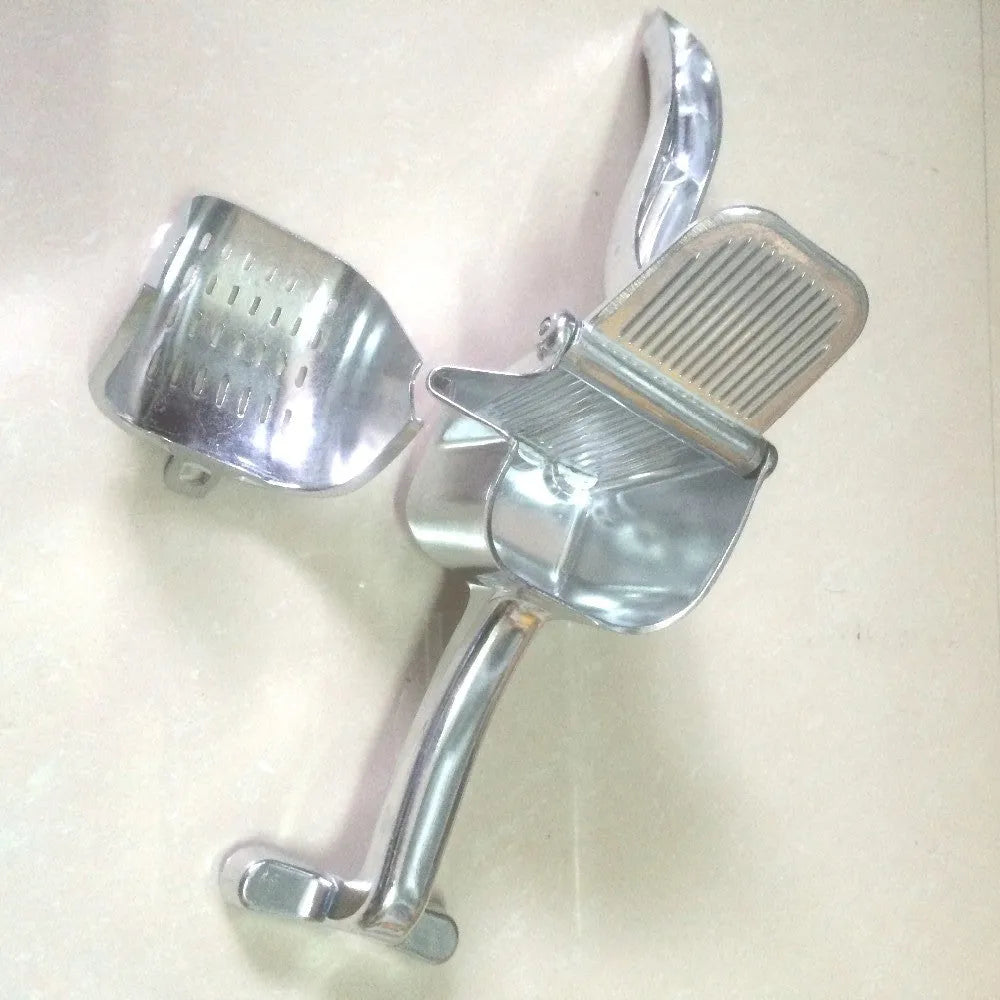 Silver heavy duty lemon squeezer with large bowl on a kitchen counter